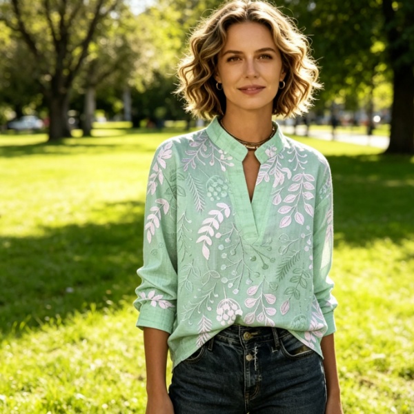 Artisanal Style: The Stand Collar Floral Blouse 🌸