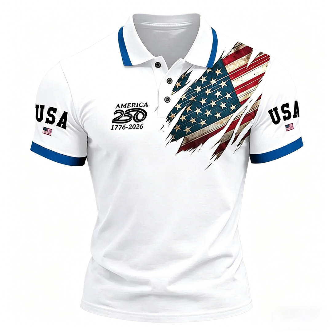 Men's American 250th Anniversary Casual Short-Sleeve Polo Shirt