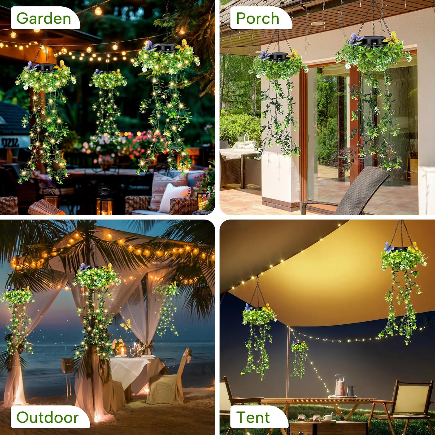 Realistic Flower Vine Solar Hanging Garden Lights