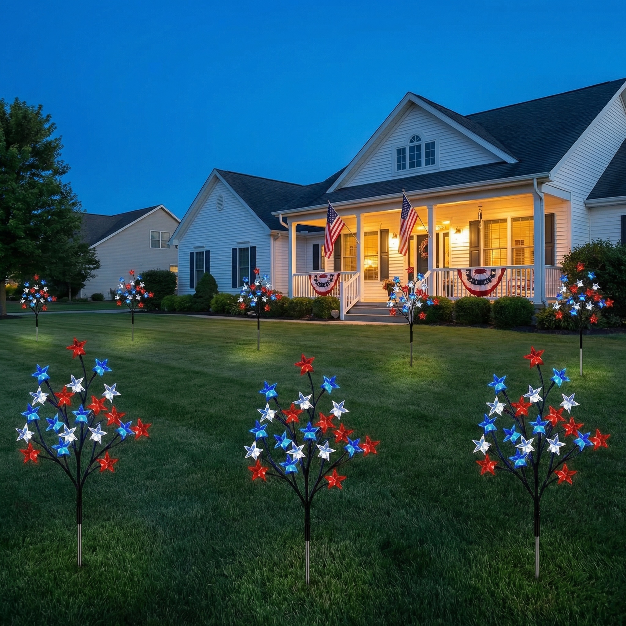 🎉Last Day 49% OFF - Solar Patriotic Star Lights for Outdoor Decor