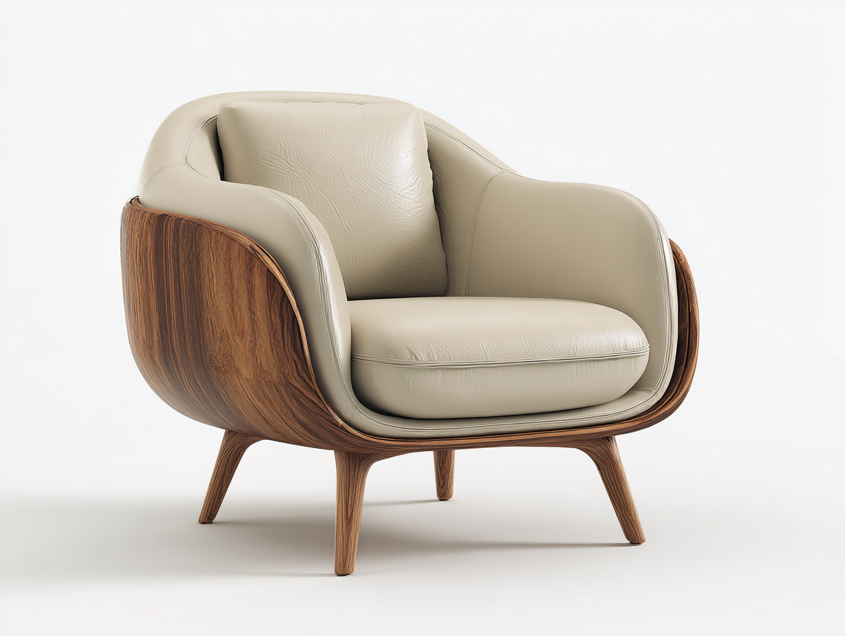 Sillón de tela con estructura de madera 88x82x85 cm - beige - diseño moderno envolvente-Roomgohome