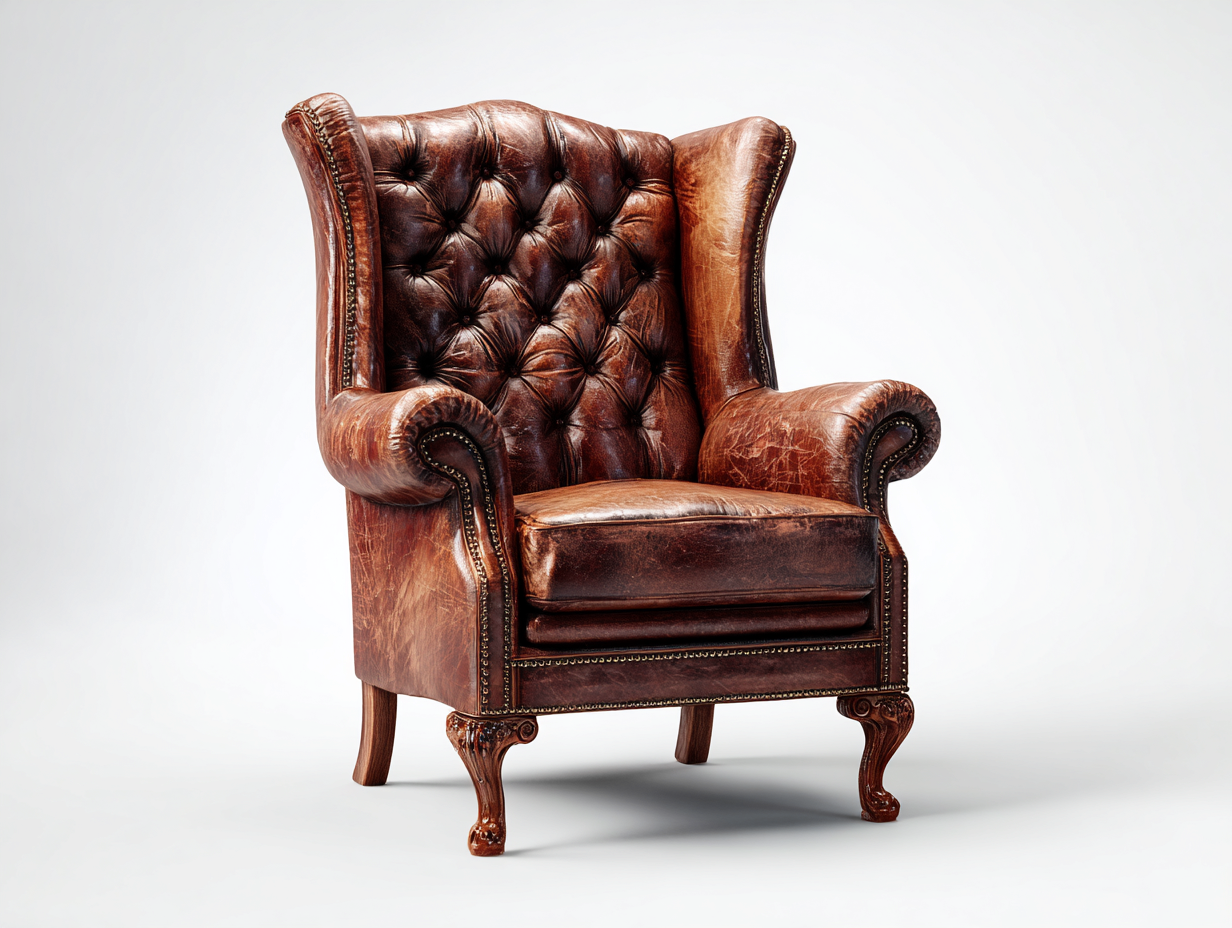 Sillón de piel con estructura de madera 88x95x110 cm - marrón - diseño clásico-Roomgohome