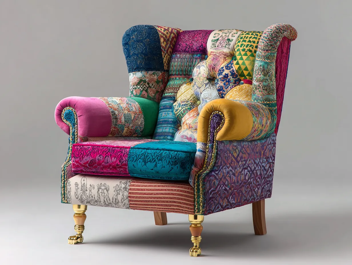 Sillón de tela con estructura de madera 90x95x105 cm - multicolor - diseño clásico-Roomgohome