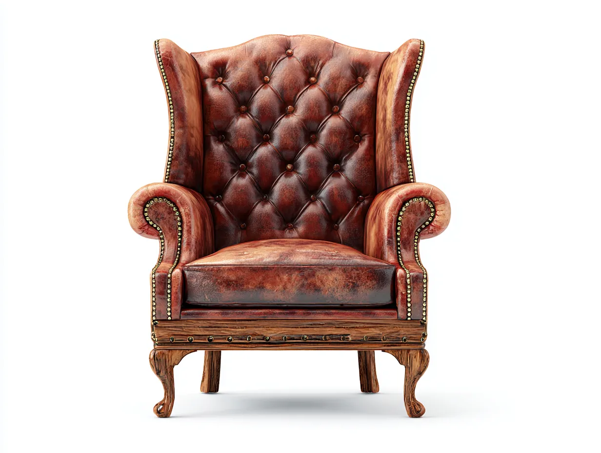 Sillón de piel con estructura de madera 85x92x108 cm - marrón - diseño clásico-Roomgohome