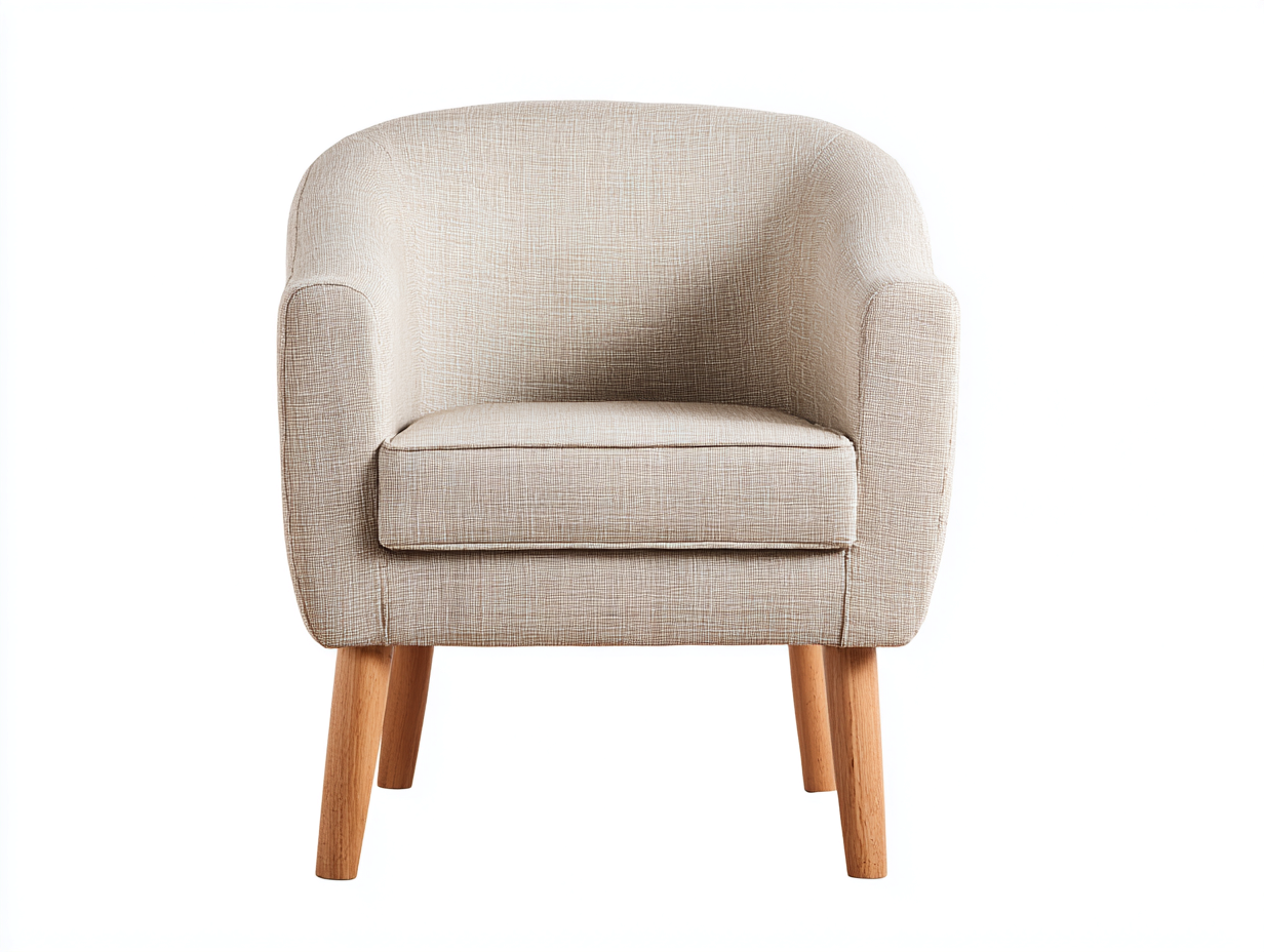 Sillón de tela tapizada con patas de madera 75x70x78 cm - beige - diseño moderno compacto-Roomgohome