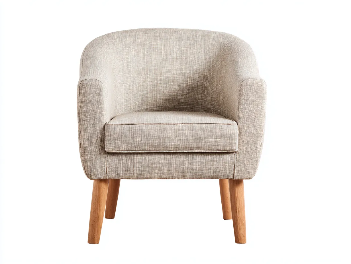 Sillón de tela tapizada con patas de madera 75x70x78 cm - beige - diseño moderno compacto-Roomgohome