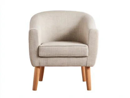 Sillón de tela tapizada con patas de madera 75x70x78 cm - beige - diseño moderno compacto-Roomgohome