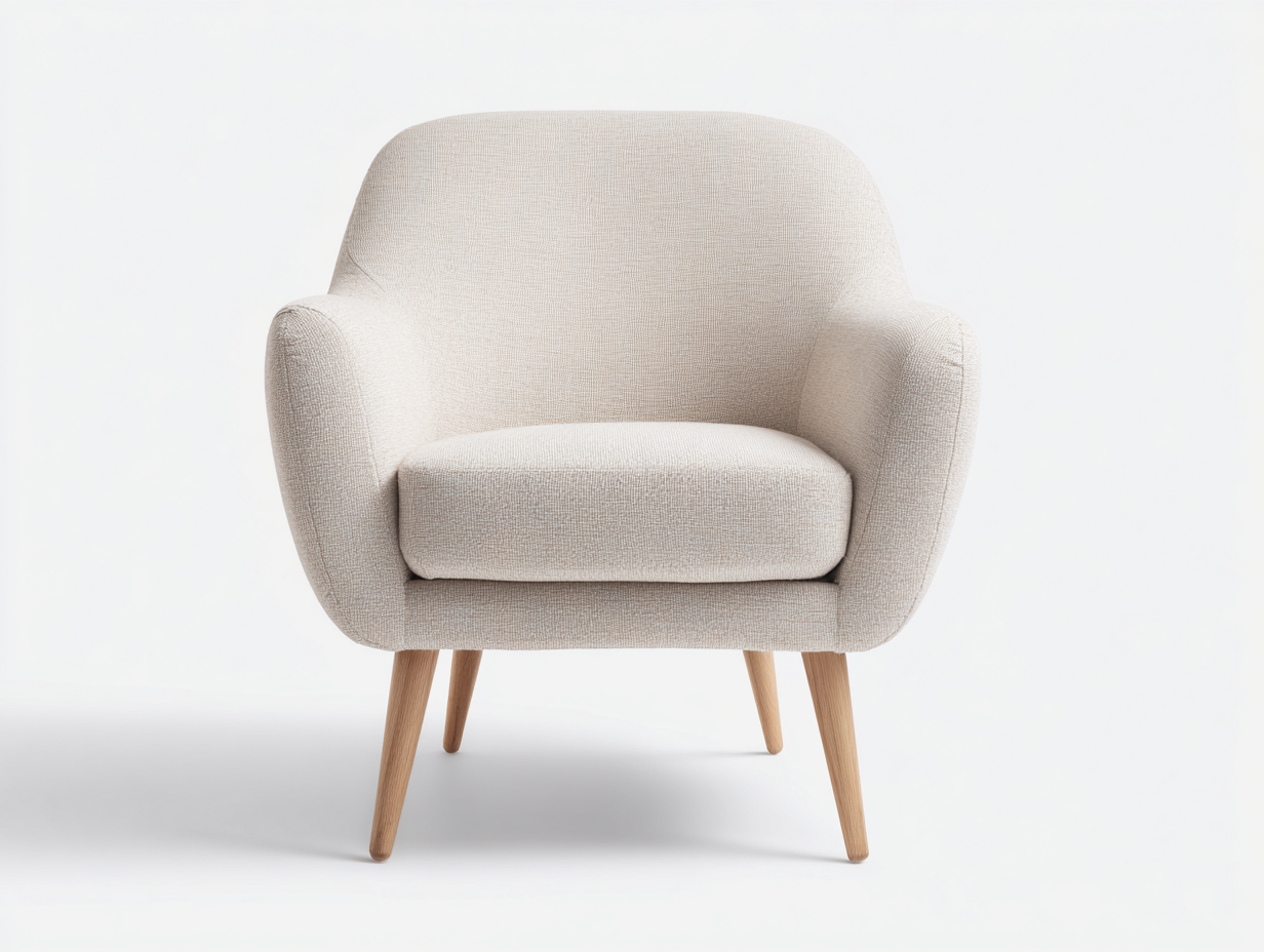 Sillón de tela y madera 75x80x85 cm - beige y natural - estilo moderno-Roomgohome