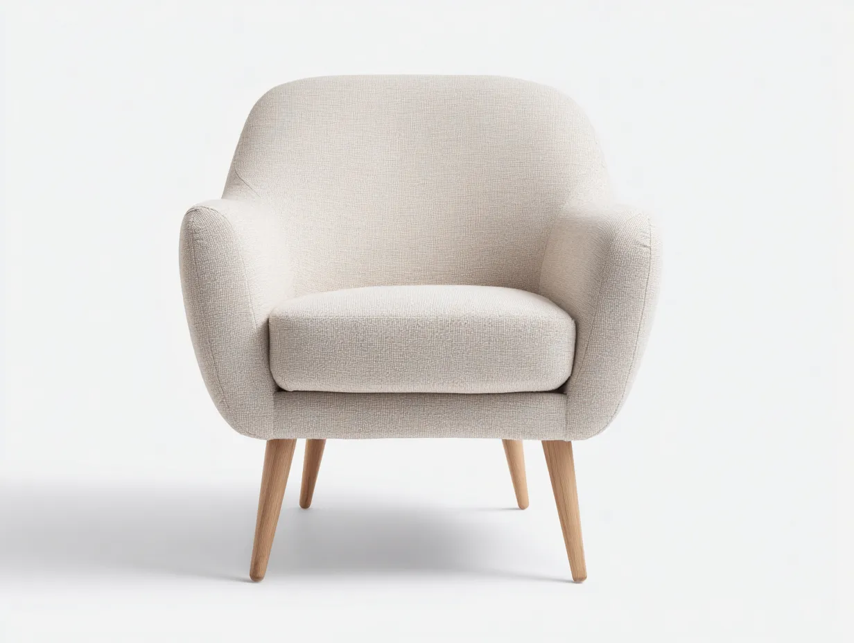 Sillón de tela y madera 75x80x85 cm - beige y natural - estilo moderno-Roomgohome