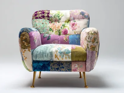 Sillón de tela patchwork floral 85x90x88 cm - multicolor - diseño decorativo para salón-Roomgohome