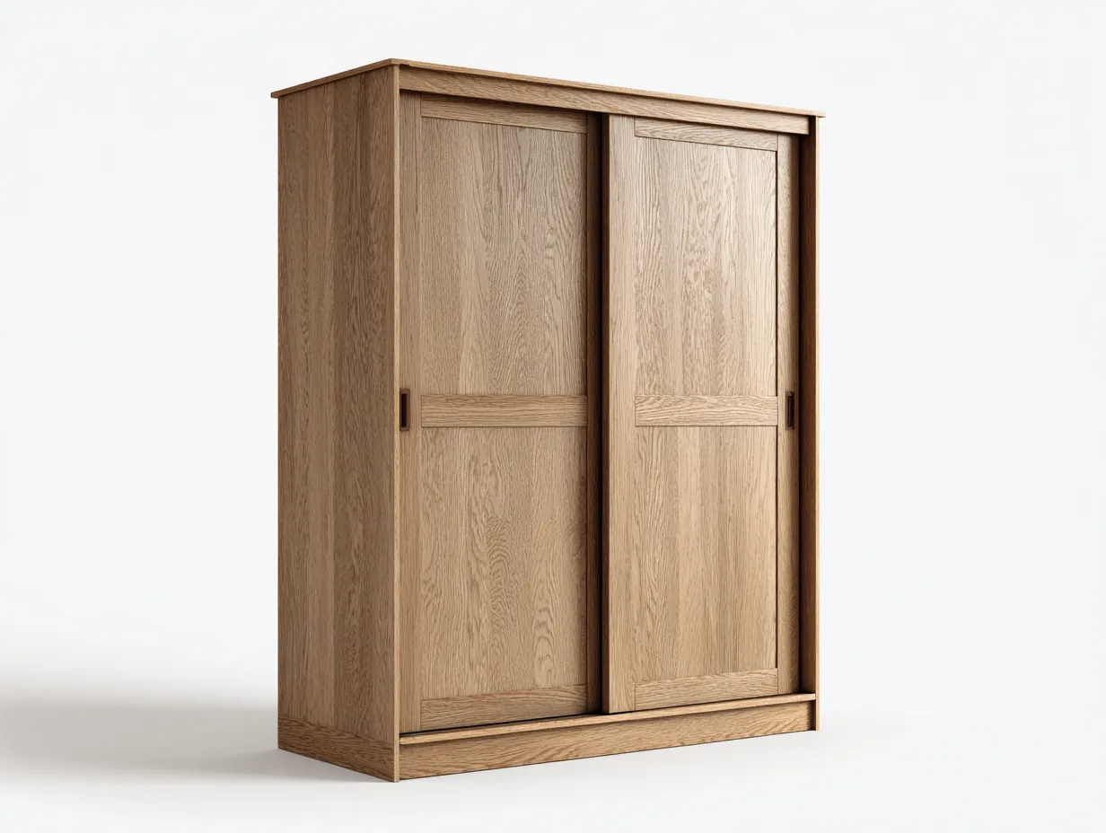 Armario con puertas correderas de madera 150x60x200 cm - marrón - diseño moderno con 2 puertas-Roomgohome