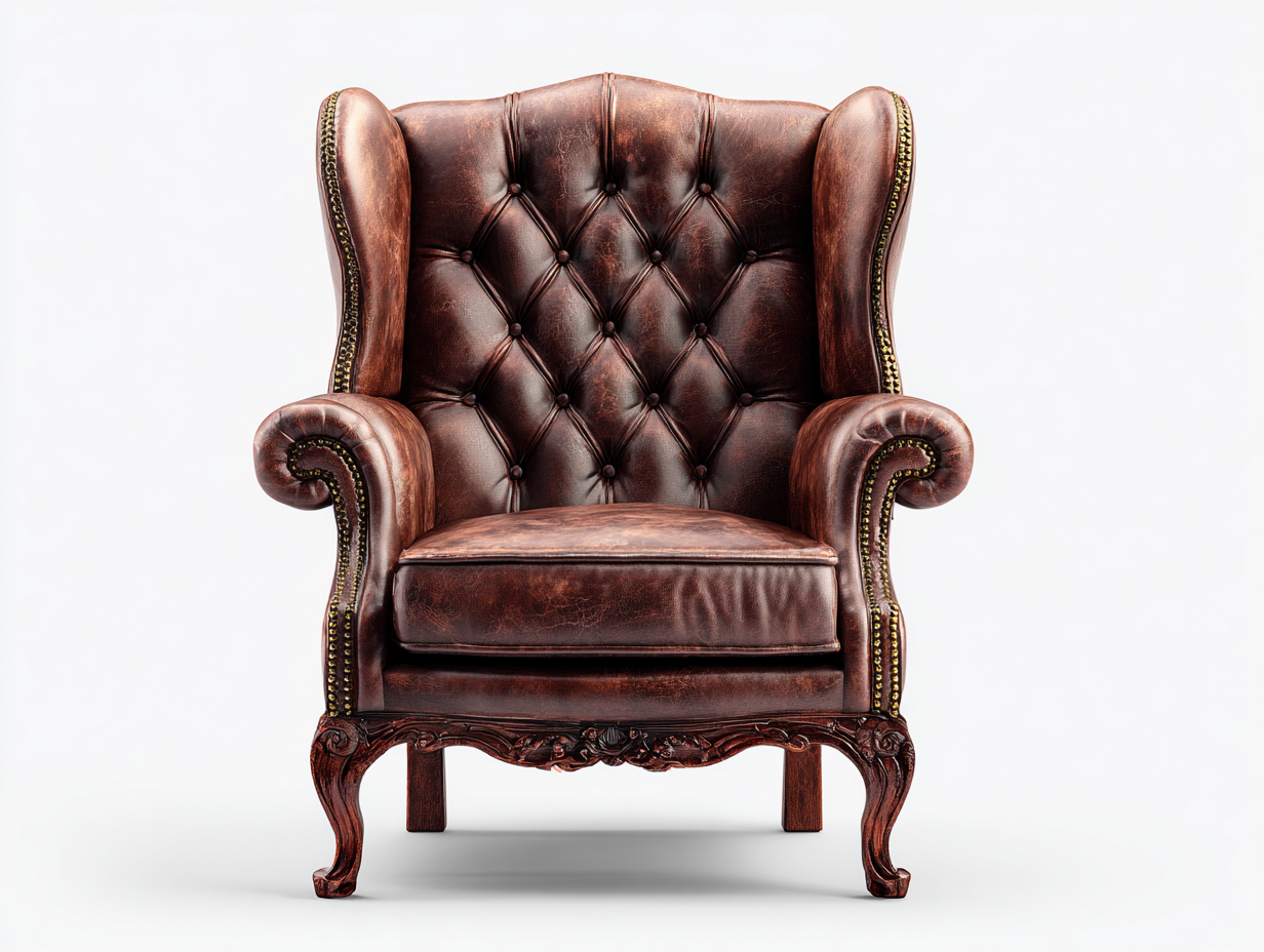 Sillón de piel con estructura de madera 85x90x105 cm - marrón - diseño clásico-Roomgohome