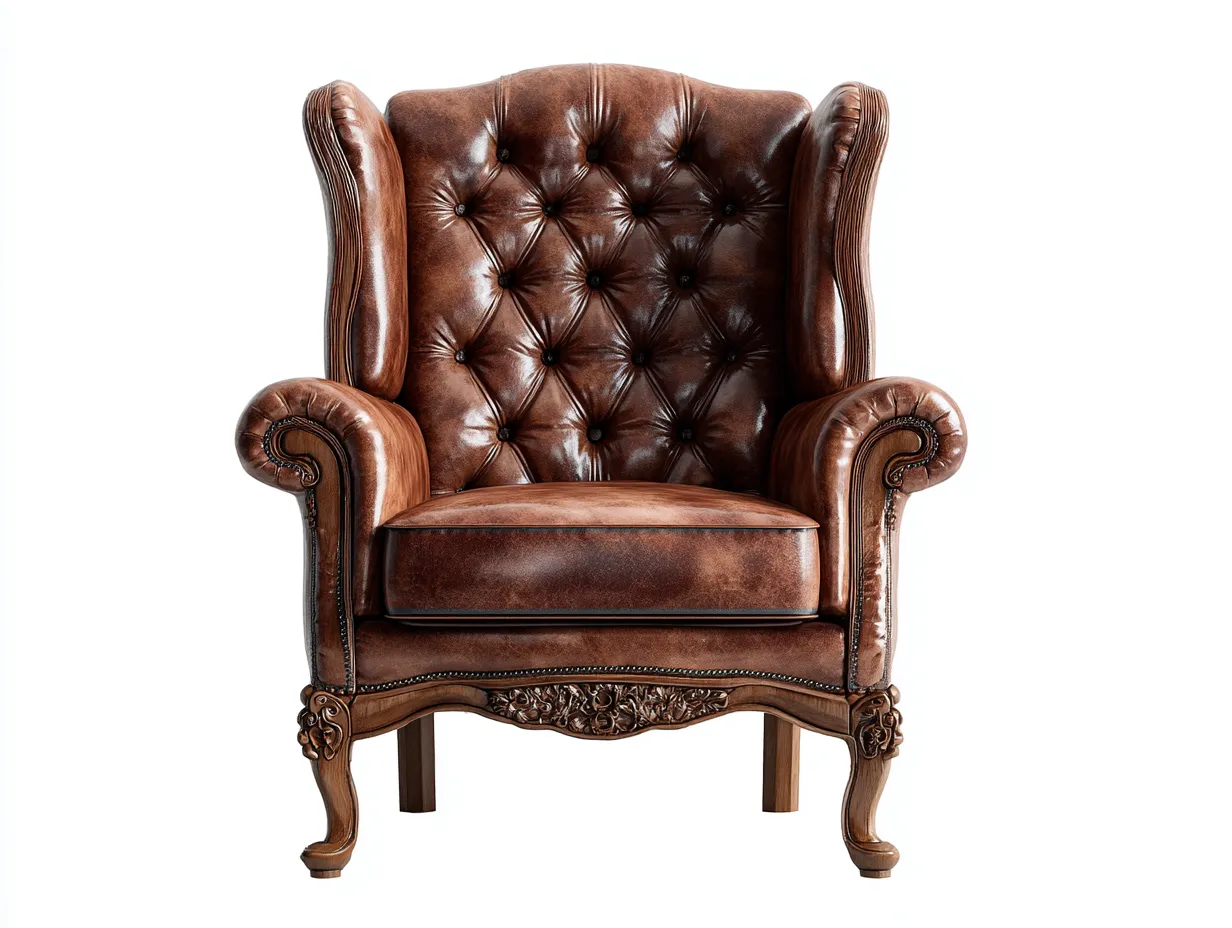 Sillón de piel estilo clásico capitoné 88x92x108 cm - marrón - diseño elegante para salón-Roomgohome