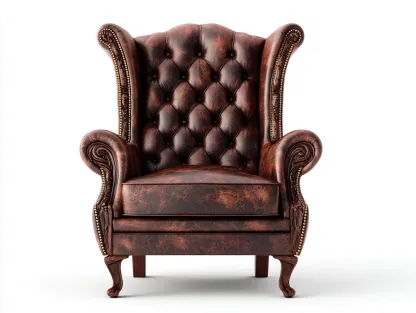 Sillón de piel acolchado y madera 85x90x110 cm - marrón - estilo clásico-Roomgohome