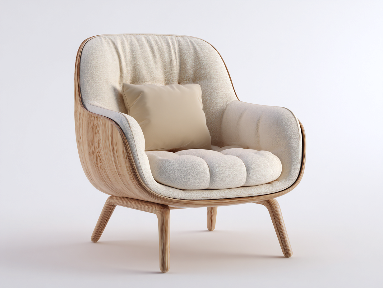 Sillón de tela y madera 82x86x90 cm beige moderno-Roomgohome