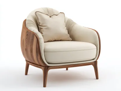 Sillón de tela tapizada con estructura de madera 85x80x82 cm - beige - diseño moderno-Roomgohome