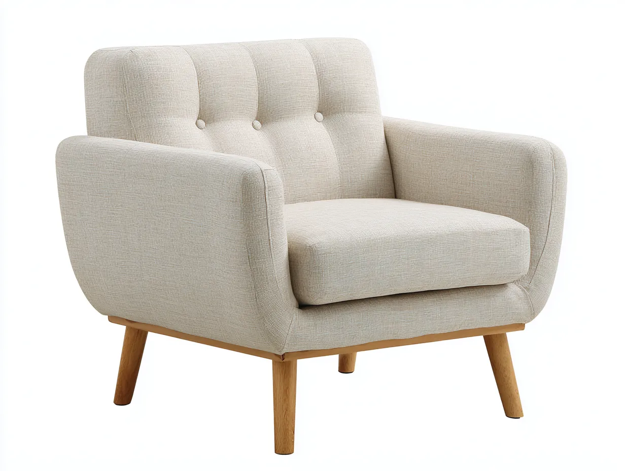 Sillón de tela moderno para salón 84x88x86 cm - beige - diseño cómodo con patas de madera-Roomgohome