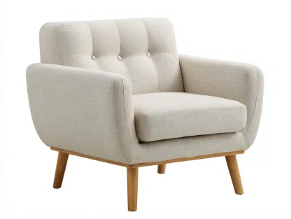 Sillón de tela moderno para salón 84x88x86 cm - beige - diseño cómodo con patas de madera-Roomgohome