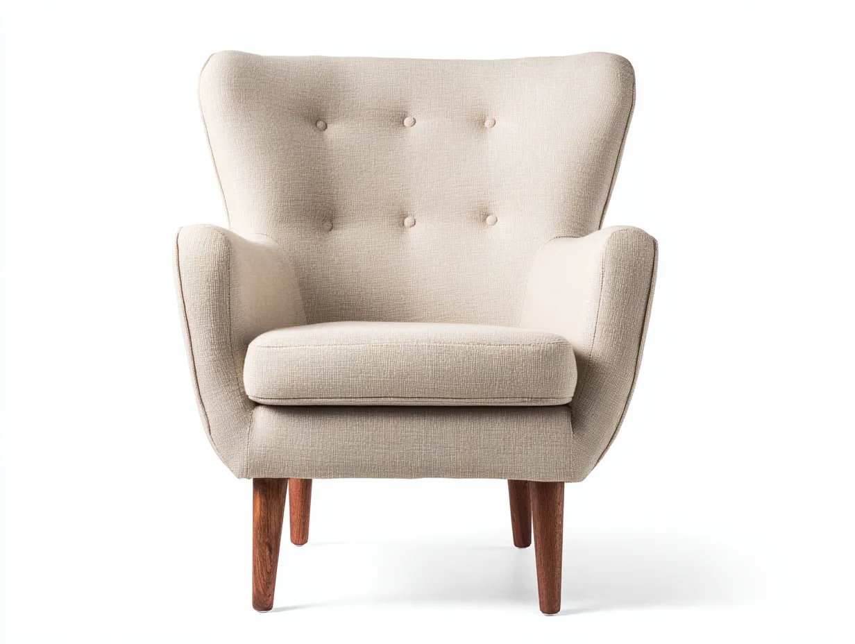 Sillón de tela y madera 80x85x95 cm beige estilo moderno-Roomgohome