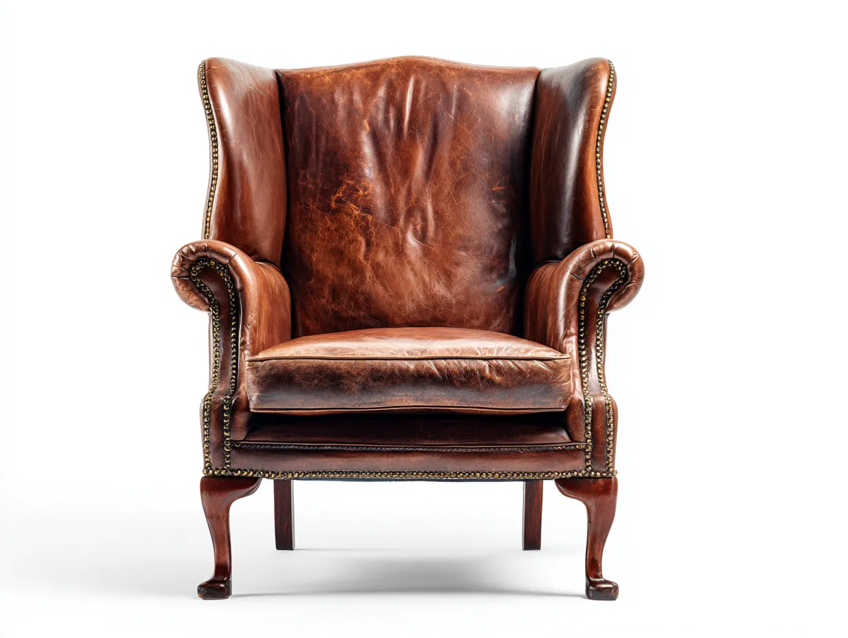 Sillón de piel cuero marrón 85x90x105 cm diseño clásico sillón individual salón-Roomgohome