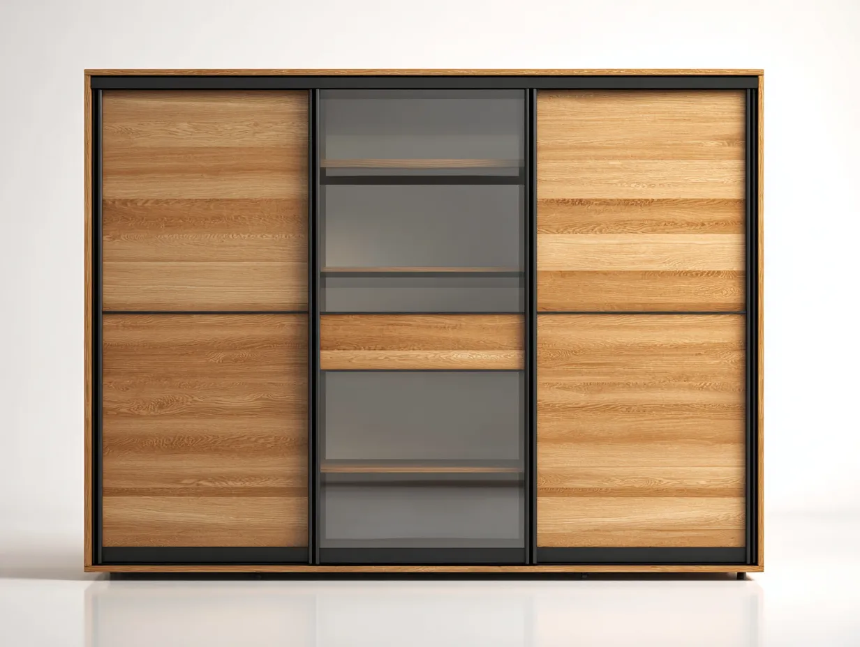 Armario con puertas correderas madera 200x60x200 cm color roble diseño moderno almacenamiento dormitorio-Roomgohome