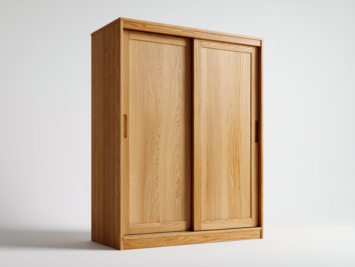 Armario con puertas correderas madera 150x60x200 cm - natural - estilo moderno-Roomgohome