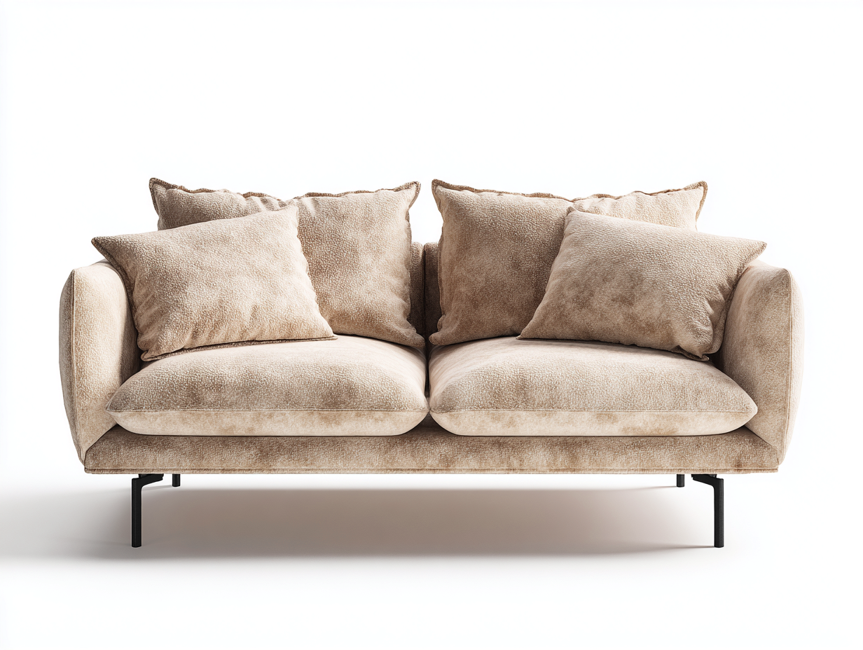 Sofás 2 plazas tapizados con cojines 180x90x80 cm - beige - diseño moderno cómodo-Bamboogetpad