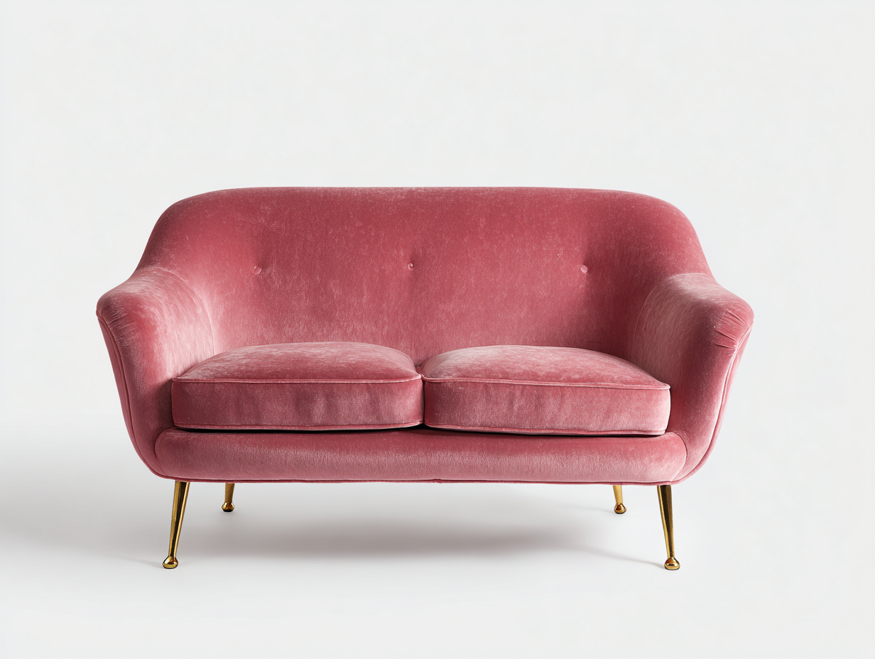 Sofás 2 plazas terciopelo rosa 160x85x78 cm - rosa - diseño moderno para salón-Bamboogetpad