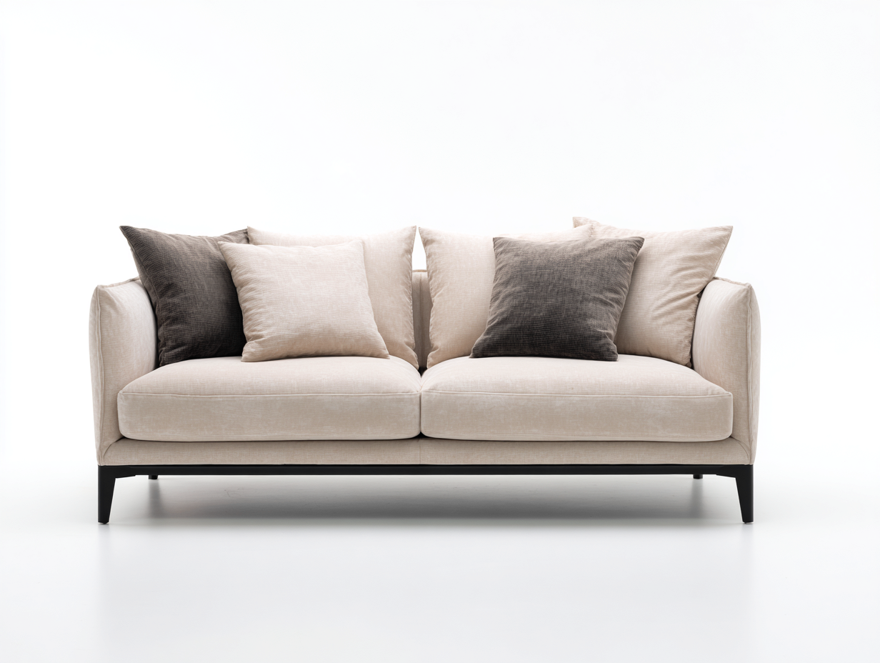 Sofás 2 plazas tapizados en tela con patas metálicas 165x85x80 cm - gris-beige - diseño moderno-Bamboogetpad