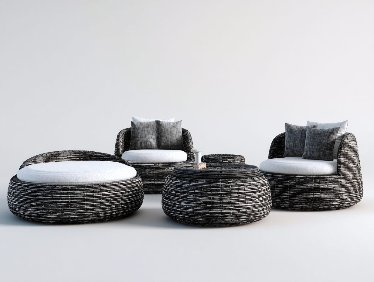 Sofás de jardín ratán sintético vidrio 220x160x85 cm negro conjunto salón exterior moderno-Bamboogetpad