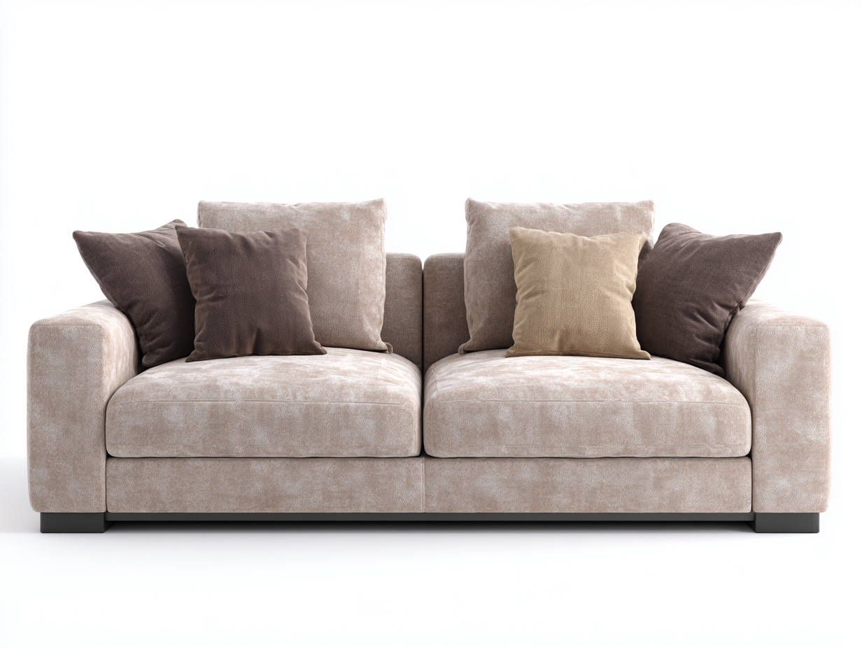 Sofás 2 plazas tapizado tela para salón 180x95x85 cm - beige - diseño moderno-Bamboogetpad