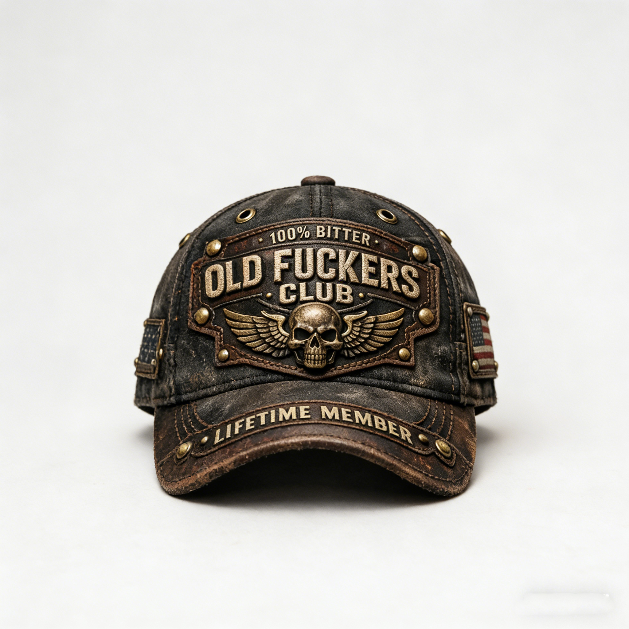 ❤️Old Fuckers Club-Handmade leather Vintage Baseball Cap🎁-BUY 3 FREE SHIPPING