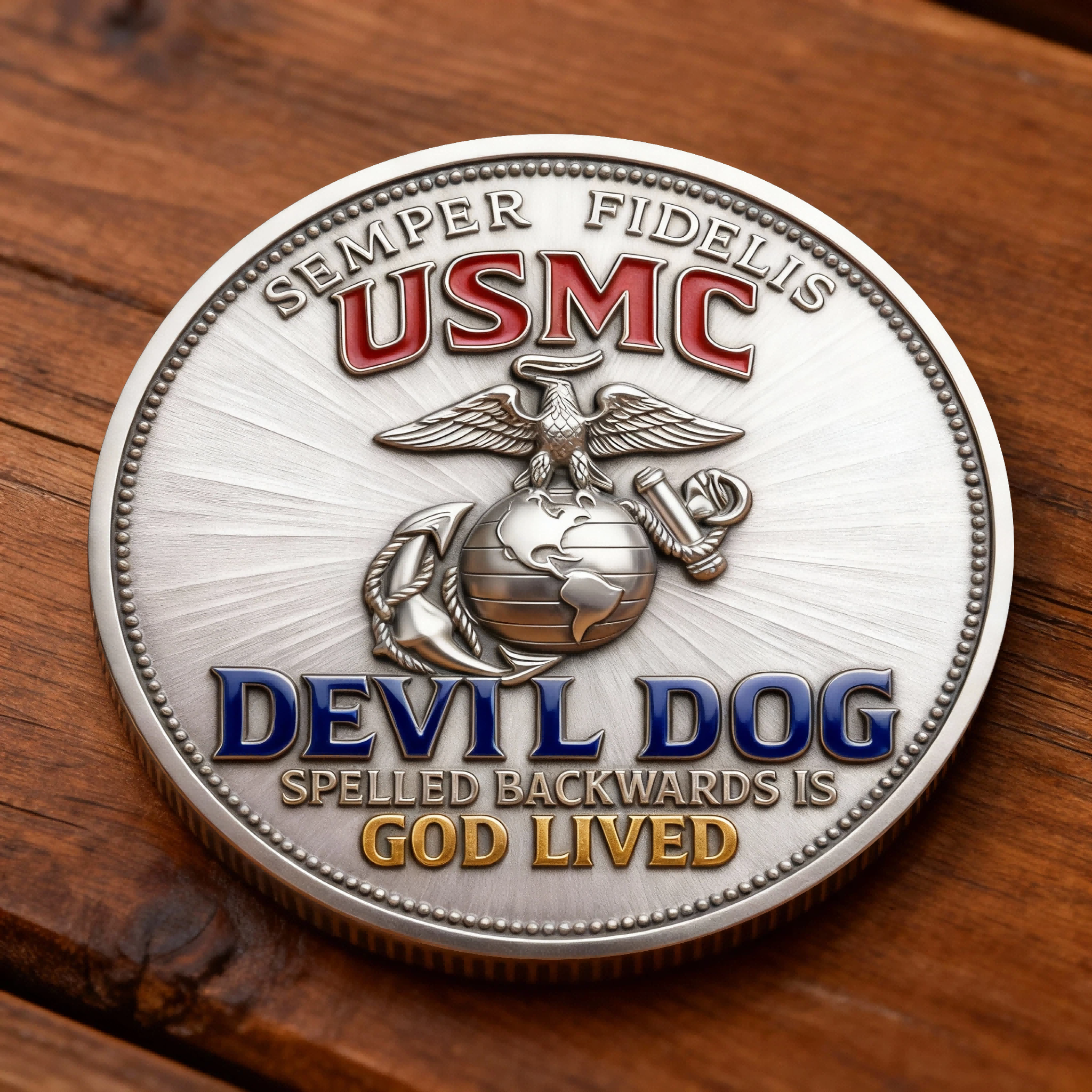 🦅 USMC "Devil Dog" Faith & Honor Challenge Coin