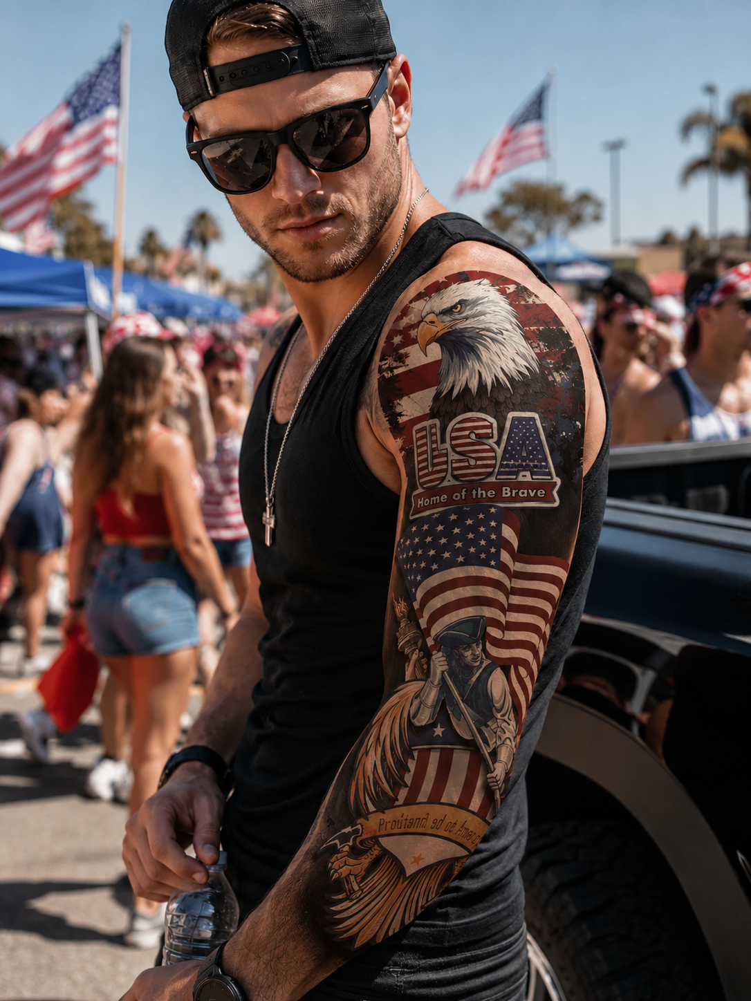 Limited edition: 🥇7-Day Waterproof Patriotic Full Sleeve Tattoo — Show Your American Pride Without the Pain(BUY 2 FREE SHIPPING)