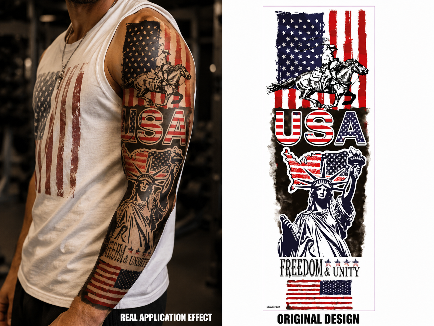 Limited edition: 🥇7-Day Waterproof Patriotic Full Sleeve Tattoo — Show Your American Pride Without the Pain(BUY 2 FREE SHIPPING)