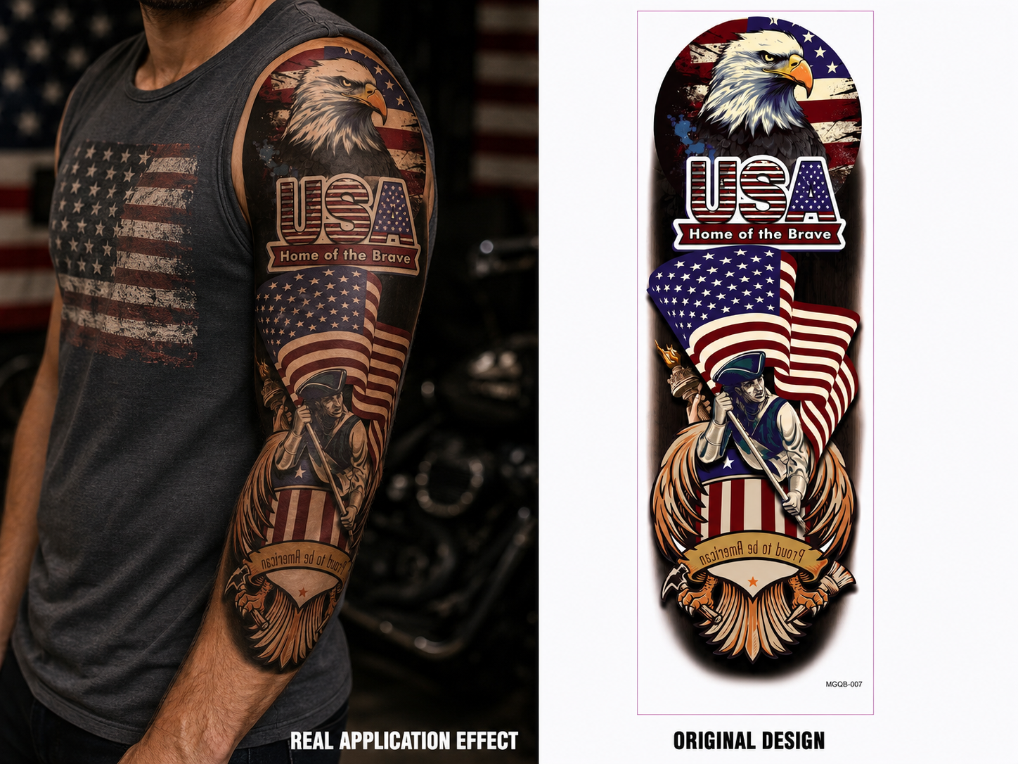 Limited edition: 🥇7-Day Waterproof Patriotic Full Sleeve Tattoo — Show Your American Pride Without the Pain(BUY 2 FREE SHIPPING)
