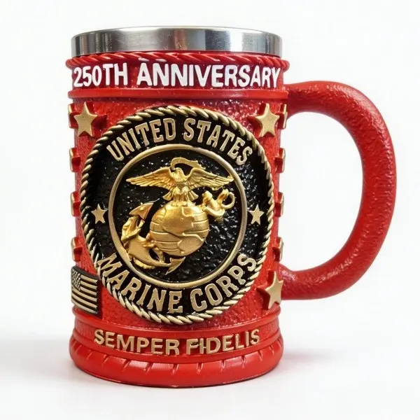 250th Anniversary Military 3D Mug, Commemorative Coffee Cup, Gift for Veteran & Military Fun Collectibles military beer stein