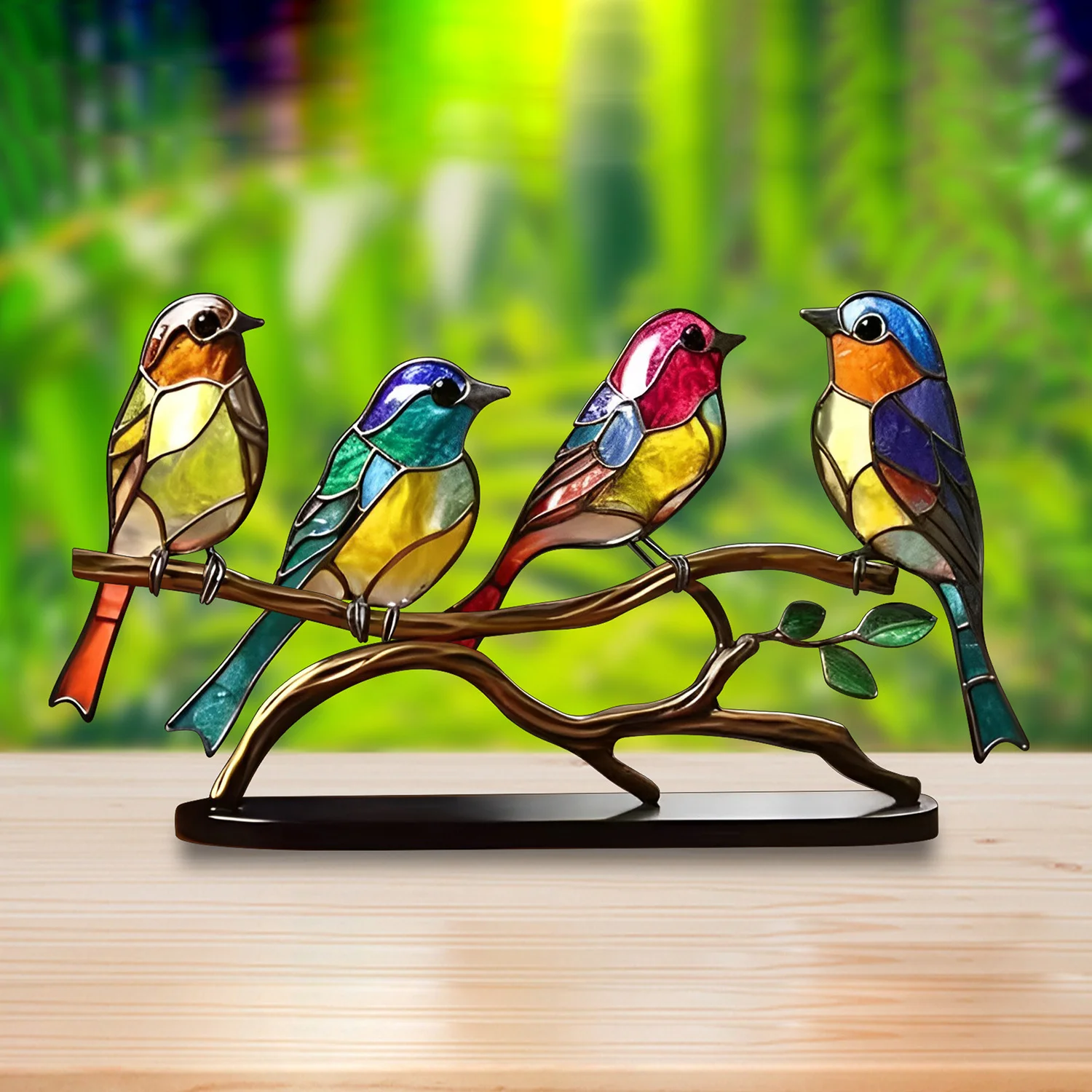 💕Handmade Colorful Birds on Branch Desktop Ornaments🐦