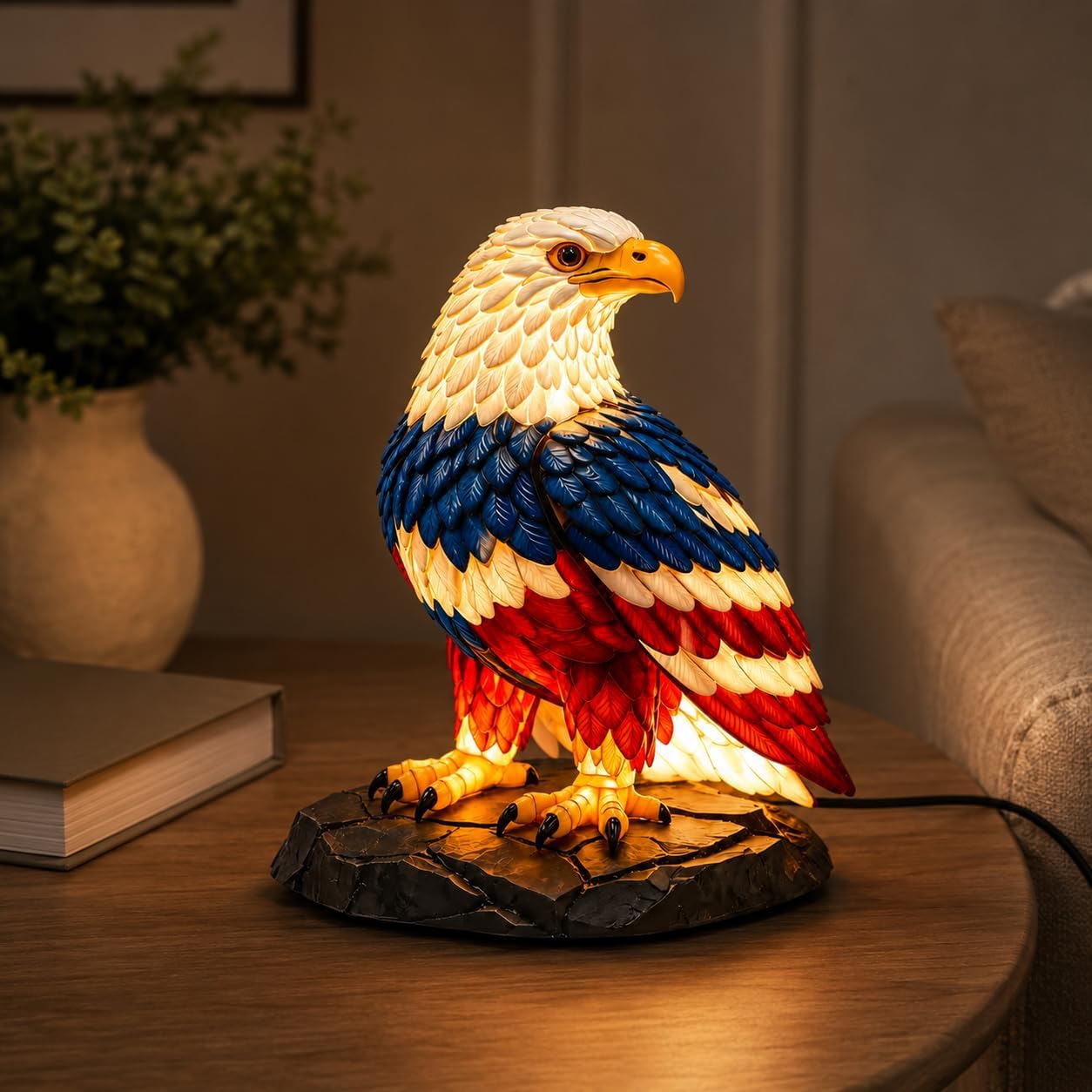 American Flag Color Eagle Table Lamp