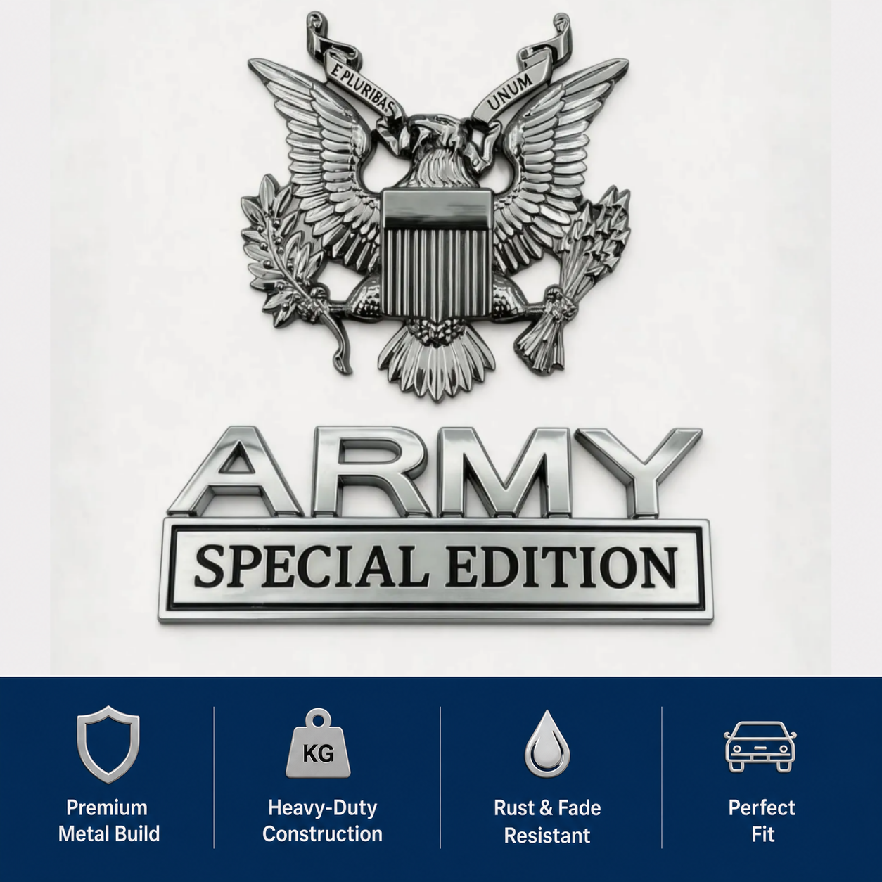 U.S. Army Special Edition Eagle Chrome Metal Badge