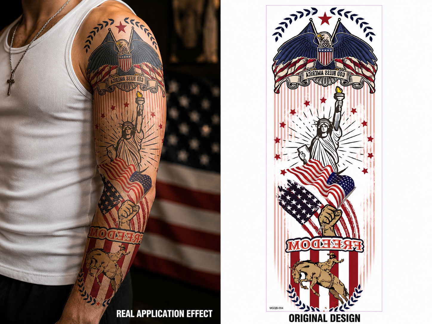 Limited edition: 🥇7-Day Waterproof Patriotic Full Sleeve Tattoo — Show Your American Pride Without the Pain(BUY 2 FREE SHIPPING)