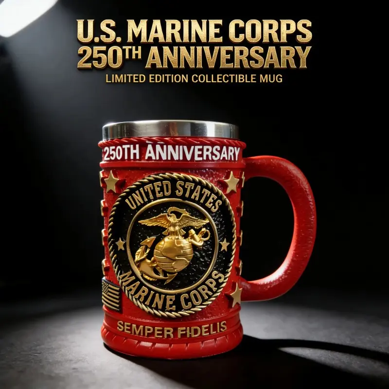 250th Anniversary Military 3D Mug, Commemorative Coffee Cup, Gift for Veteran & Military Fun Collectibles military beer stein