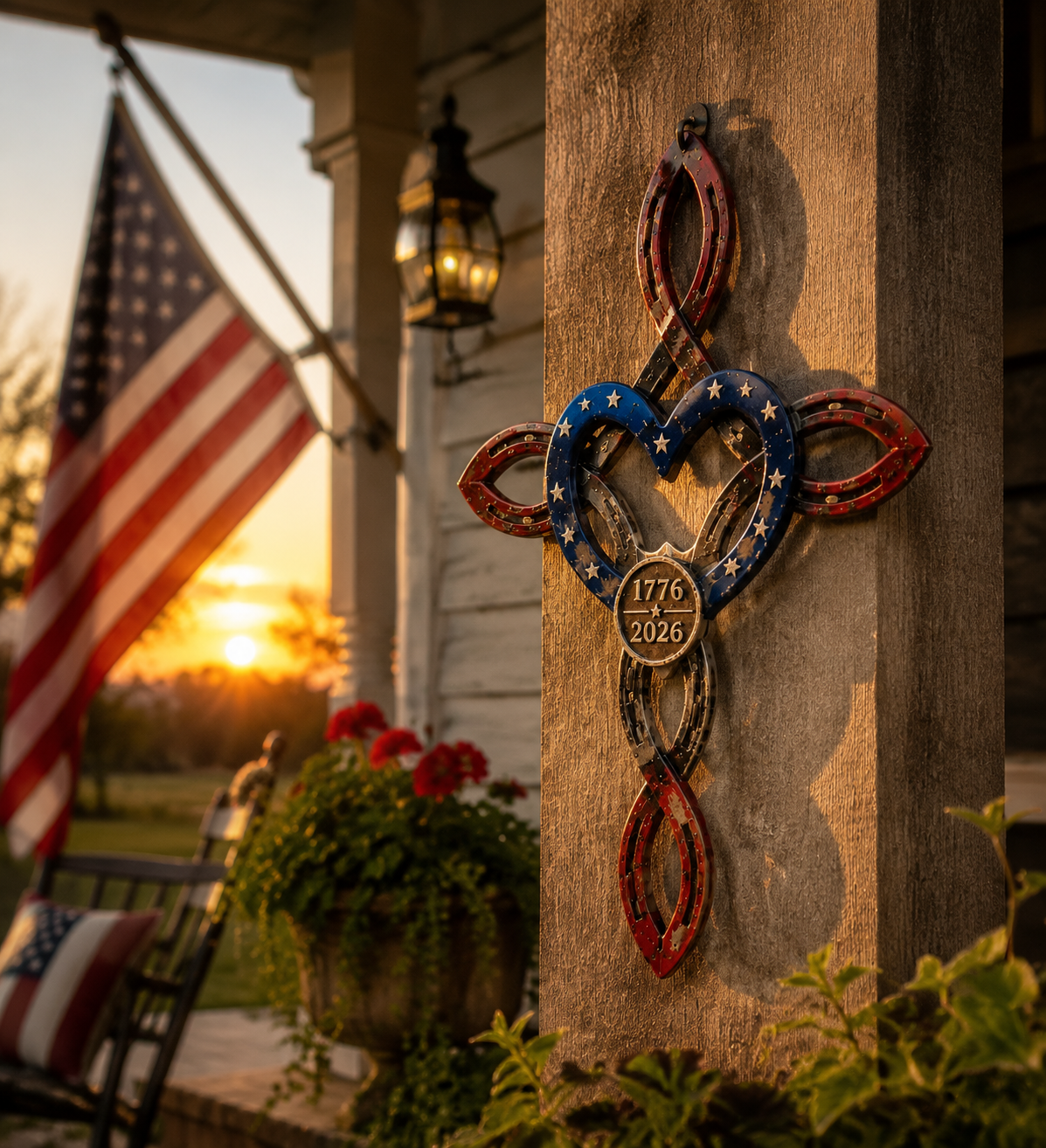 ✝America 250th Rustic Horseshoe Cross (Handmade by Jordan Maynard®)