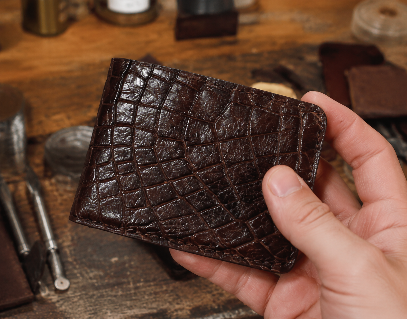 🏆𝑭𝑳𝑨𝑺𝑯 𝑺𝑨𝑳𝑬 60% 𝑶𝑭𝑭-Handmade Genuine Alligator mississippiensis Wallet (Handmade by Jordan Maynard®)