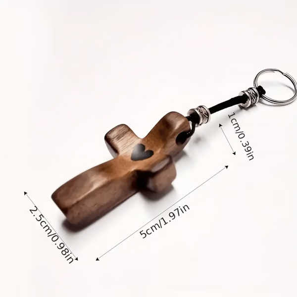 (🌲Early Christmas Sale- 49% OFF) ✝️100% Handmade Wooden Cross My Heart With A Keychain