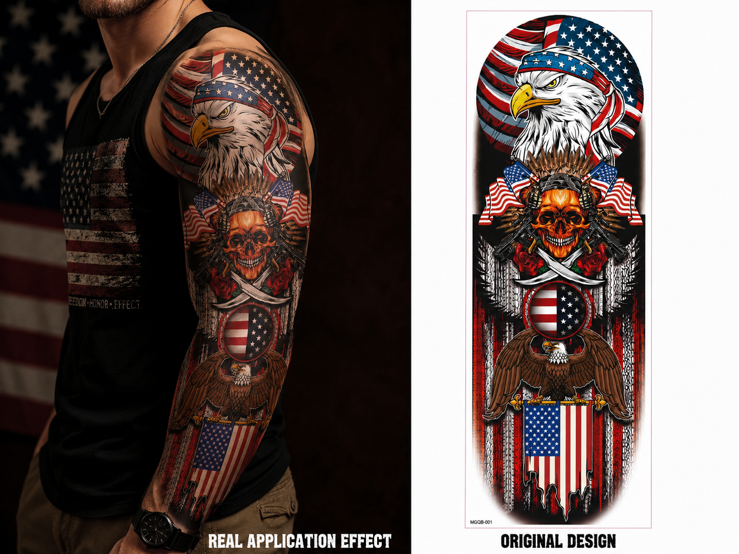 Limited edition: 🥇7-Day Waterproof Patriotic Full Sleeve Tattoo — Show Your American Pride Without the Pain(BUY 2 FREE SHIPPING)