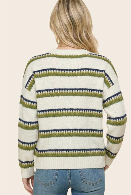 Tritone Stripe Pull Over Sweater (2-Colors)