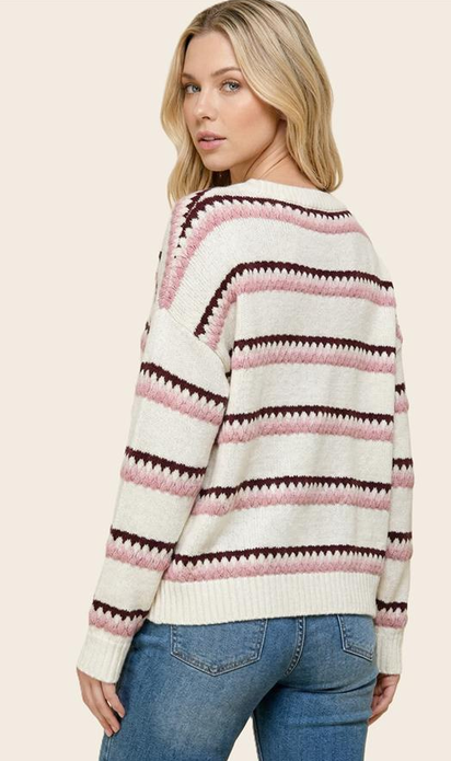 Tritone Stripe Pull Over Sweater (2-Colors)