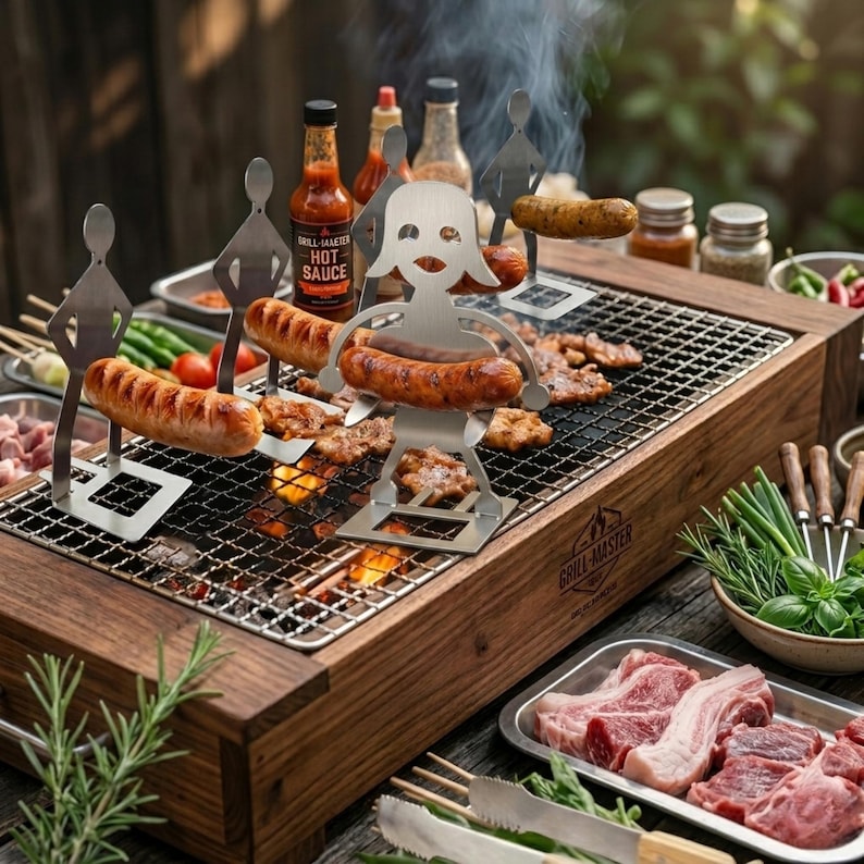 Funny BBQ Man HotDog Holders, Woman Or Man Shaped Sausage Holders, Barbeque Lover Gift, Hotdog Cooker, Grill Accessories, BBQ Tool Gift