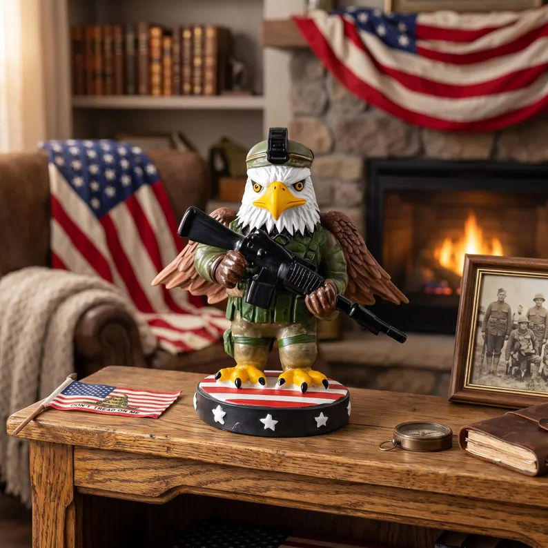 Independence Day Eagle Figurine Hand-Painted 4th of July Military Soldier Decor 3.1in